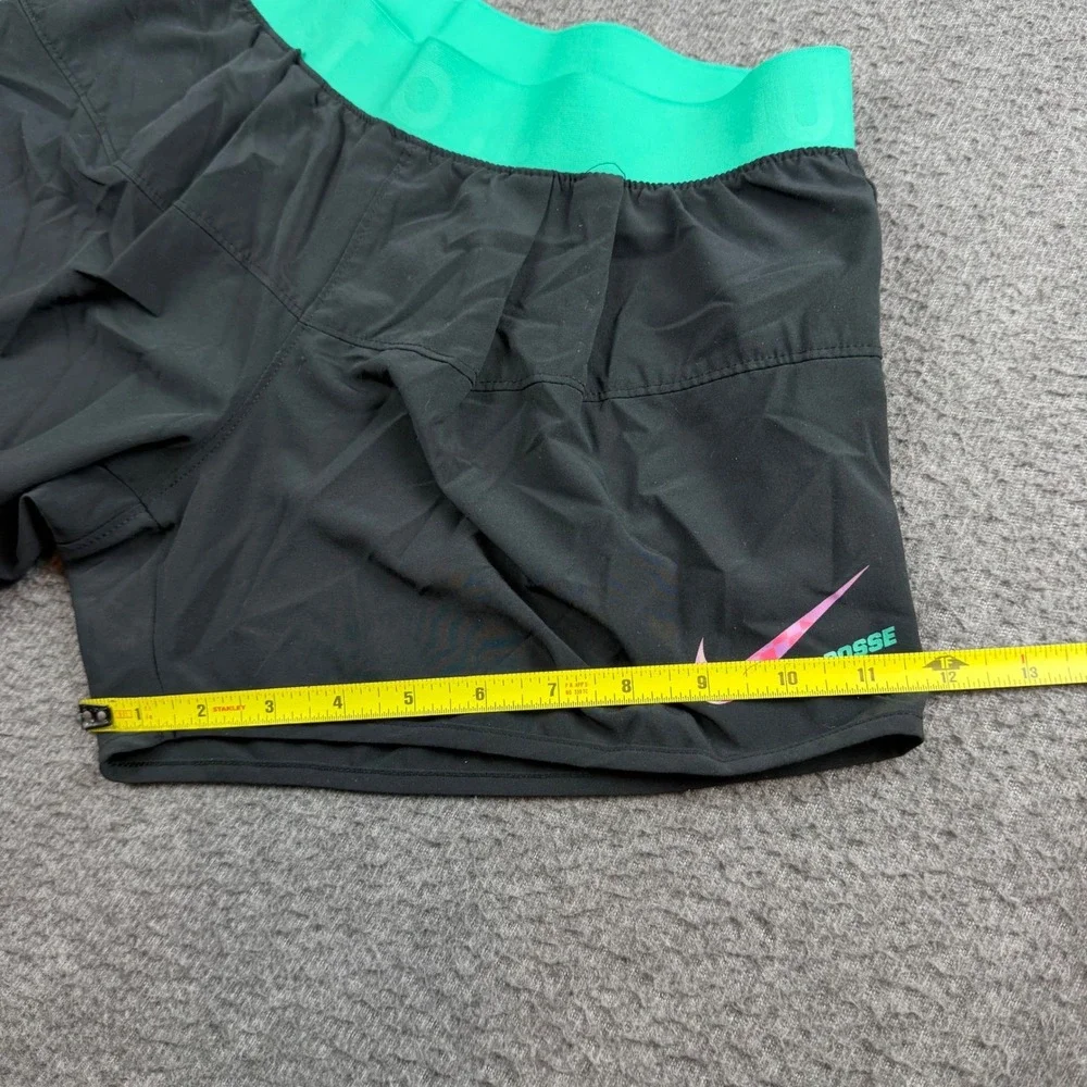 Nike Lacrosse Shorts Women's Small Black Green Dri-FIT Athletic Running Active